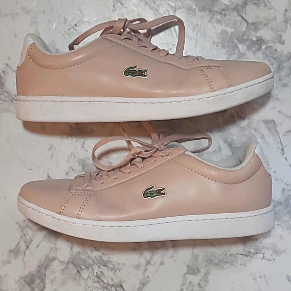 Lacoste Pink Leather Logo Sneakers Hydez Tennis Shoes Size 6 Preppy Barbiecore - Picture 2 of 9